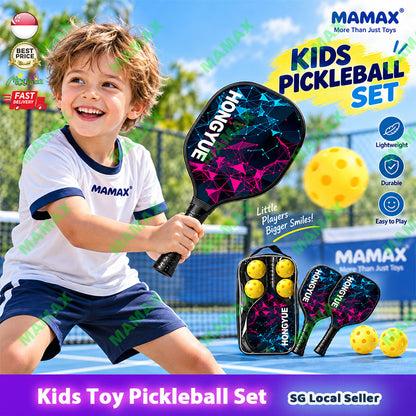 MAMAX【SG Ready Stock】Kids Lightweight Pickleball Set 2 Paddles+4 Balls+Storage Bag