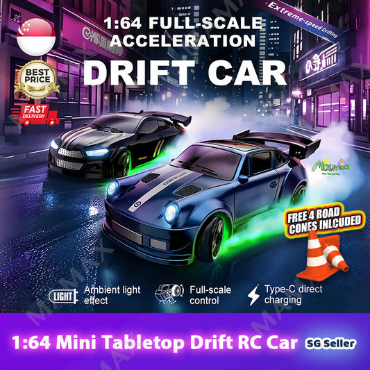 1/64 Micro Simulated Drifting Remote Control Car With Light Effects★Type-C Direct Charging✅FREE 4 Road Cones Included🚧