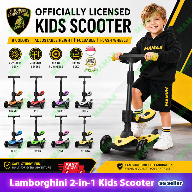Officially Licensed Lamborghini Kids Scooter with Removable Seat★3-Wheel✅