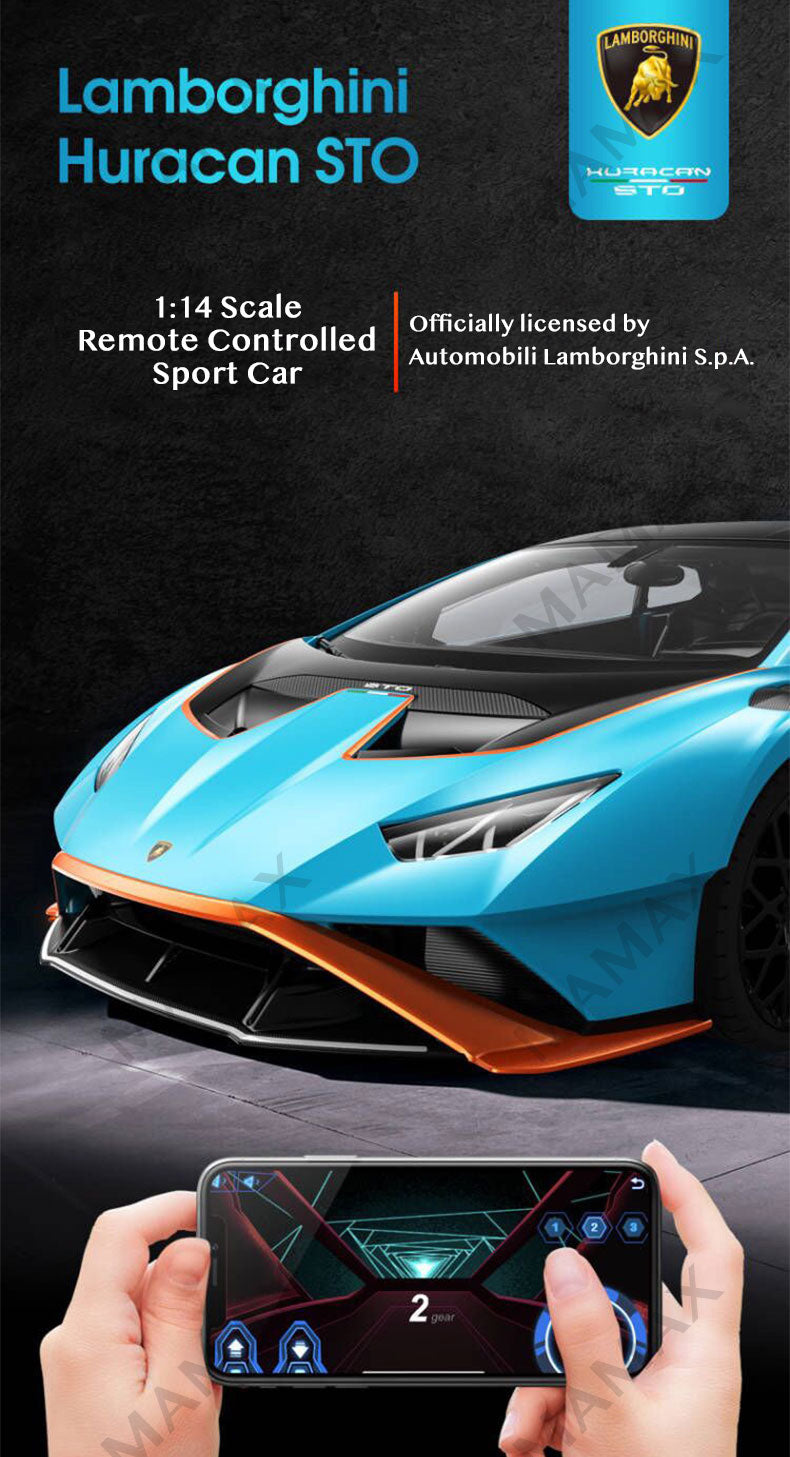 Rechargeable Large Official Licensed 1:14 Lamborghini Huracán STO Remote Control Car★APP➕Remote Controller