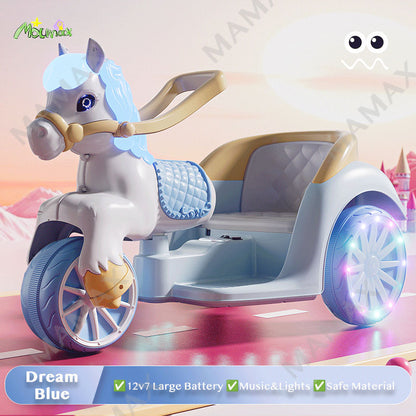 🎉NEW REALEASE🎉Super Cute Kids Electric Ride On Fairy Tale Carriage with Wheel Lights&Music&LED Lights★