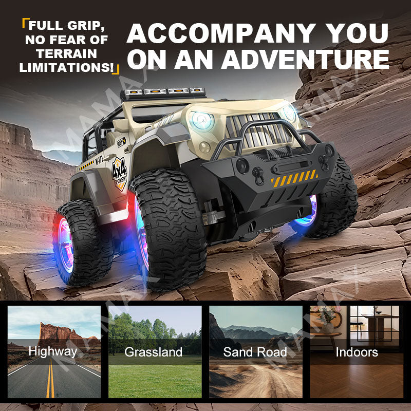 1:16 RC Off-Road Jeep Car Toy★Dual Remote Control✅LED Lights&Sound✅Fog Spray✅