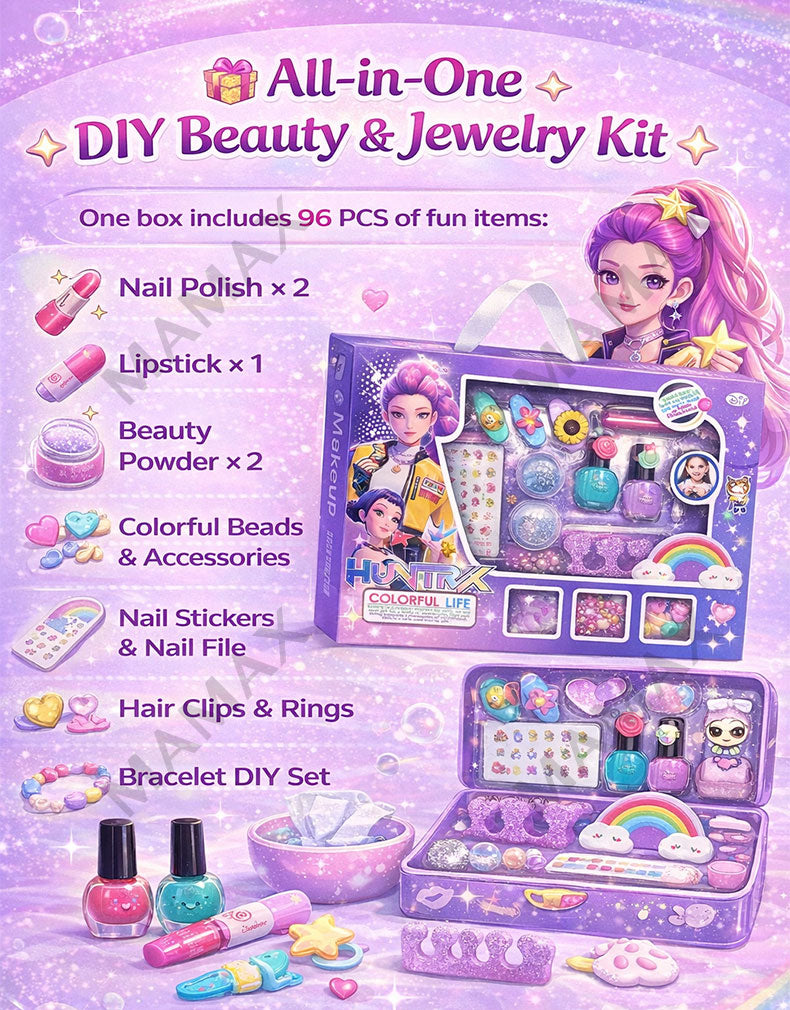 K-Pop Demon Hunters DIY Makeup&Jewelry Play Set for Girls★Non-Toxic