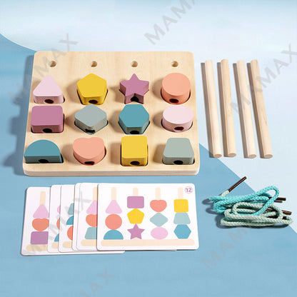 3-in-1 Baby Shape Stacking Matching Board Montessori Wooden Toy Set★