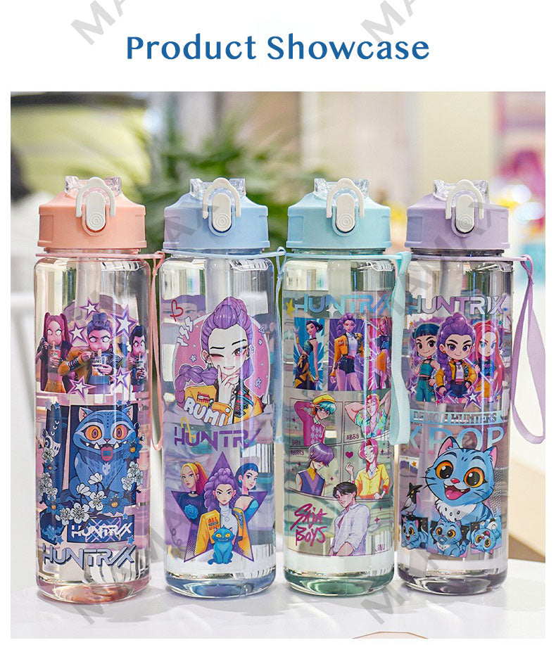 750ml K-Pop Demon Hunters Water Bottle★One Touch Open✅Leakproof✅