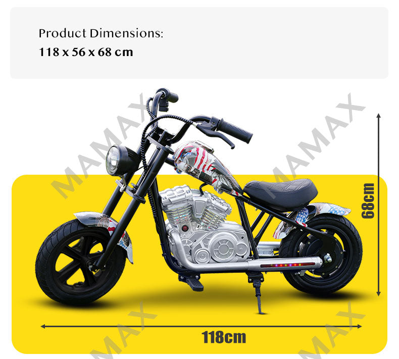 Premium Retro Harley-Style 22.2V 2-Wheel Kids Electric Motorcycle★Children Ride On Bike✅Fully Assembled✅Lithium Battery✅