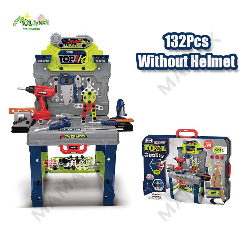 2-in-1 Power-Tool Toolbox & Workbench for Kids Ages 3+ With Electric Screwdriver