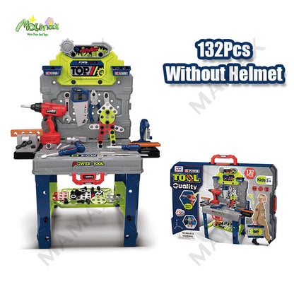 2-in-1 Power-Tool Toolbox & Workbench for Kids Ages 3+ With Electric Screwdriver