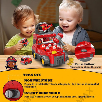 Whac-A-Mole Truck Toy★Firefighter/Police/Construction Car✅1 FREE RADOM MINI CAR🎁