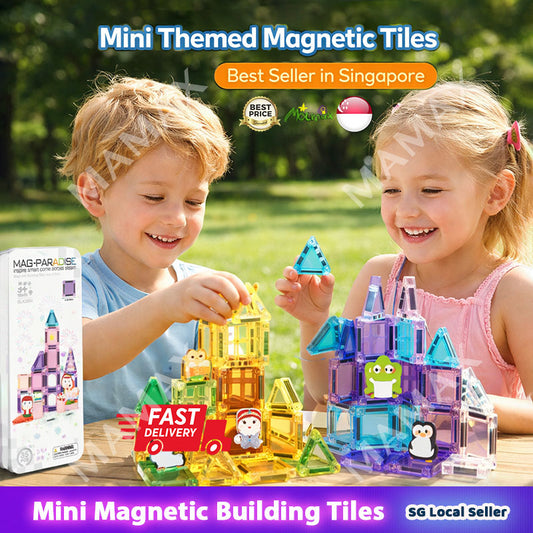 Themed Mini Magnetic Tiles Set 32/35Pcs★Portable Tin Box