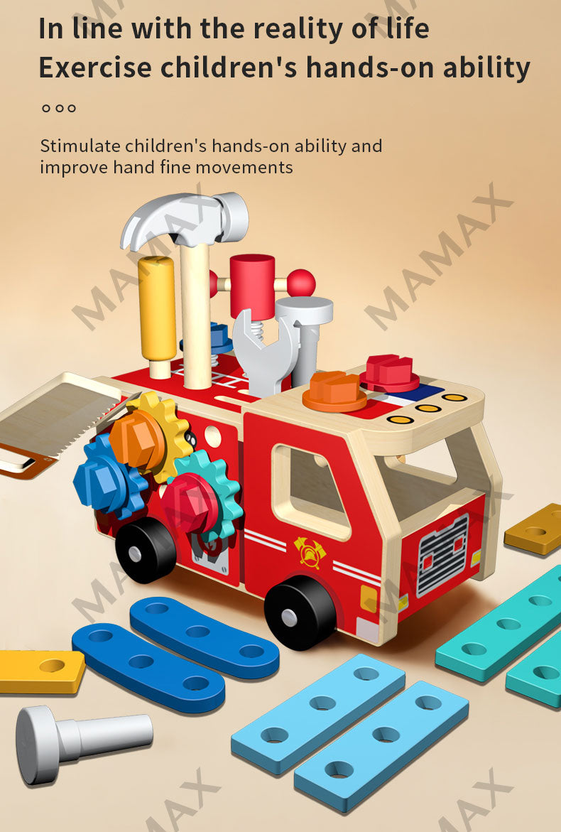 Kids Wooden Tools Truck Toy Set★Educational Montessori Tool Cart