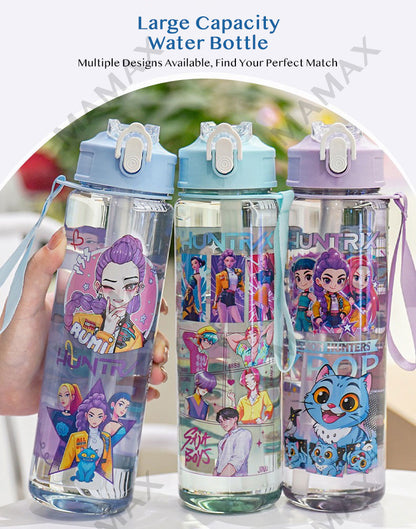 750ml K-Pop Demon Hunters Water Bottle★One Touch Open✅Leakproof✅