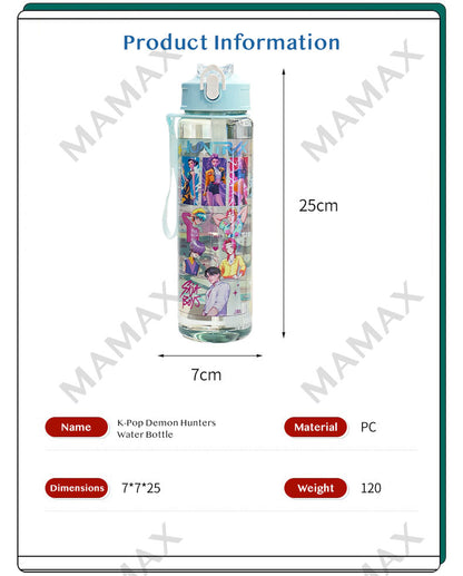 750ml K-Pop Demon Hunters Water Bottle★One Touch Open✅Leakproof✅