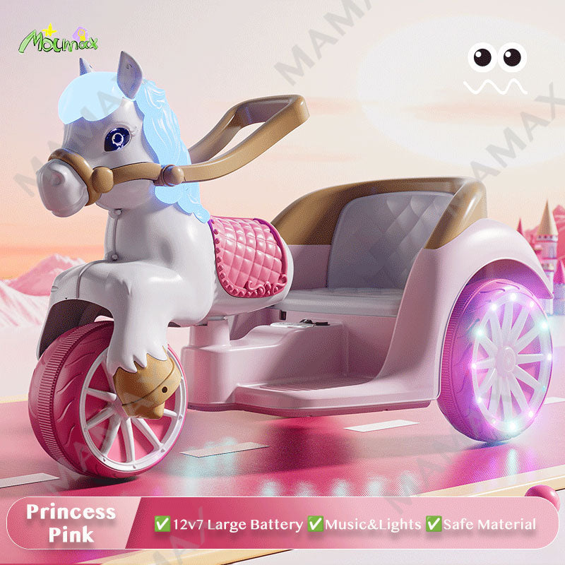 🎉NEW REALEASE🎉Super Cute Kids Electric Ride On Fairy Tale Carriage with Wheel Lights&Music&LED Lights★