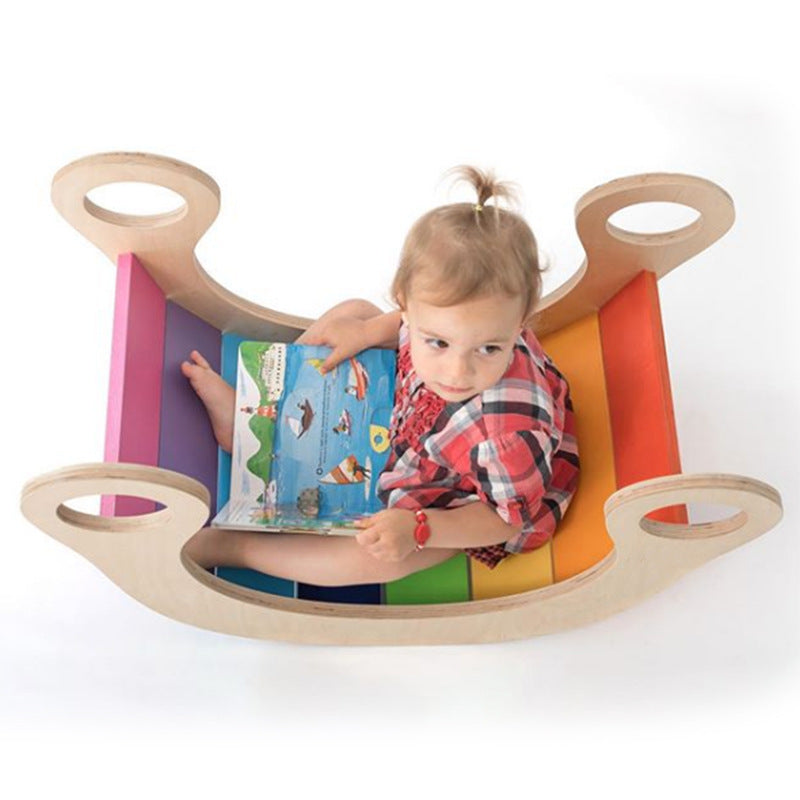 Kids Wooden Rainbow Waldorf Rocker★Indoor Universal Wooden Rocking Play/Climber