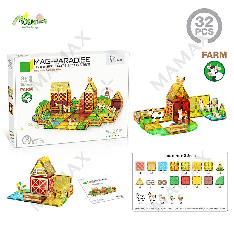 Large Magnetic Building Tiles Set for Kids 3+