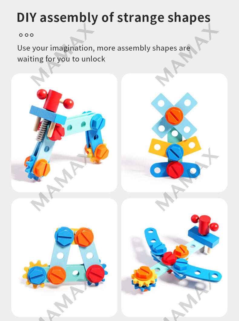 Kids Wooden Tools Truck Toy Set★Educational Montessori Tool Cart