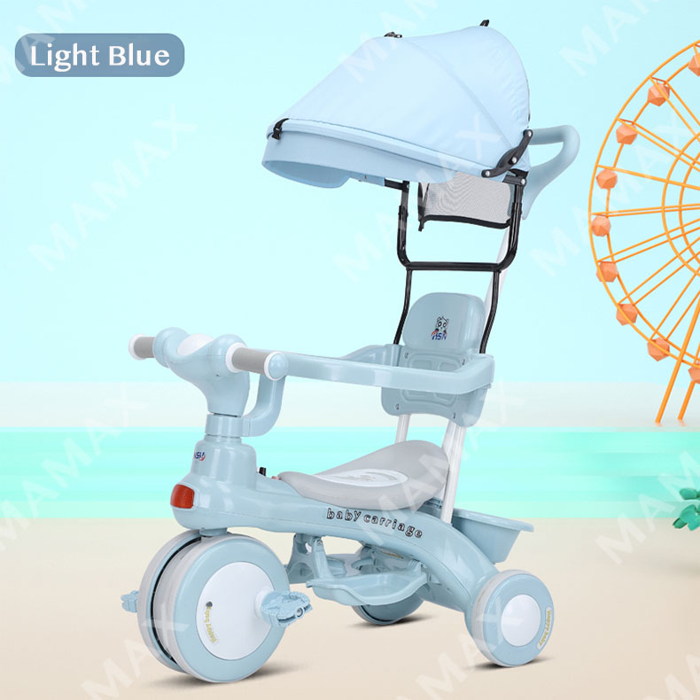 4-in-1 Kids Trike Stroller with Removable Canopy and Music&Lights