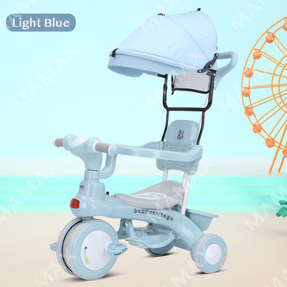 4-in-1 Kids Trike Stroller with Removable Canopy and Music&Lights