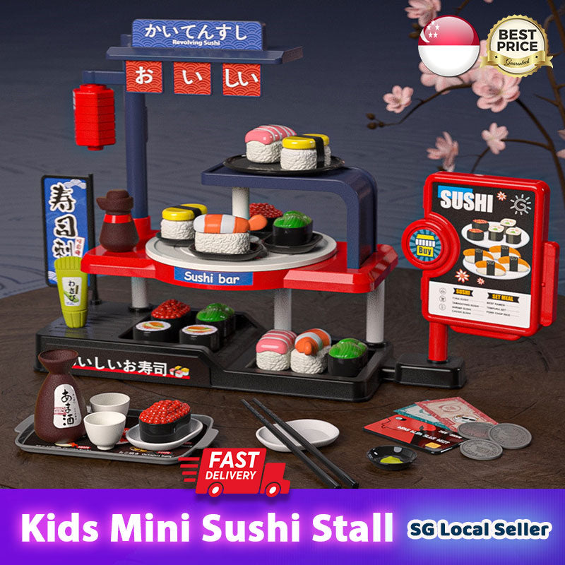 66Pcs Kids Pretend Play Sushi Bar Toy Set With Light & Sound