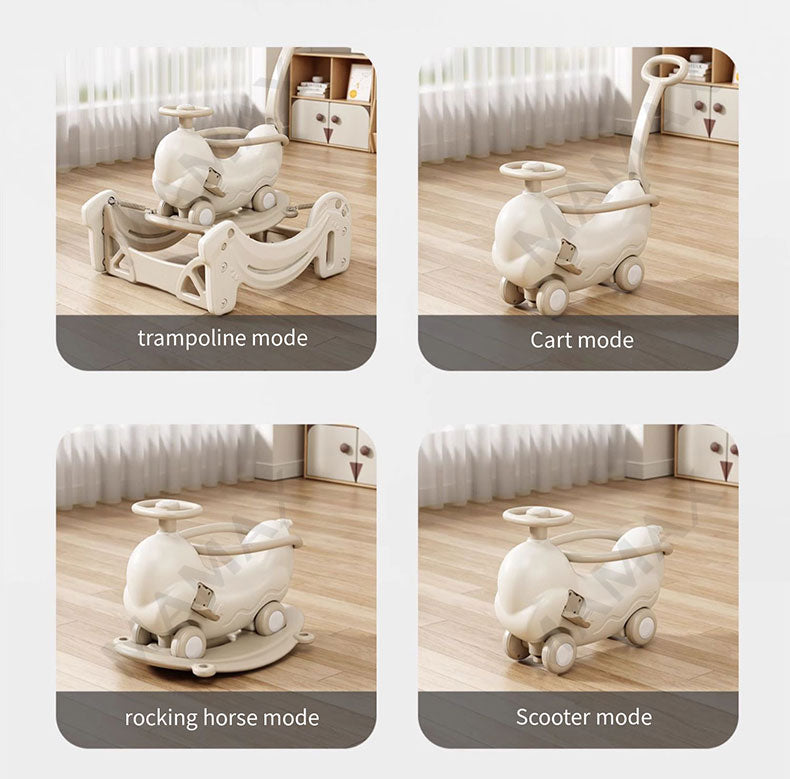 4-in-1 Baby Rocking Horse&Bouncer Combo Set★Rock➕Bounce➕Push➕Ride✅