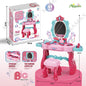 Large Size 31Pcs Princess Dressing Table+Chair Kids Pretend Play Toy Set With Lightings★Makeup/Dresser Table with Stool✅