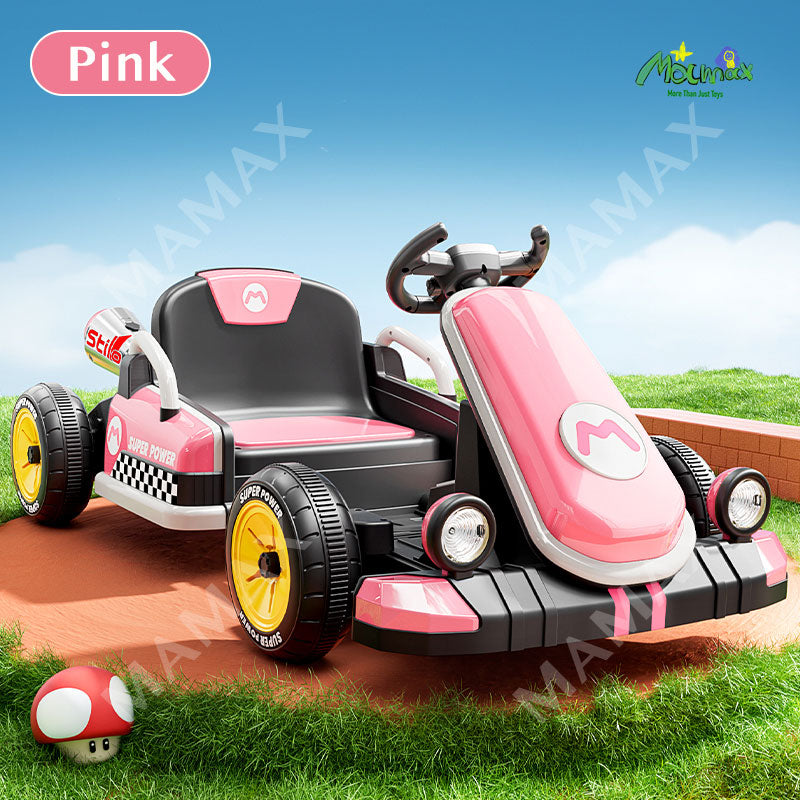 🎉NEW🎉24V Kids Electric Mario Drfiting Retractable-Length Go-Kart With Remote Control➕Music➕LED Lighting★
