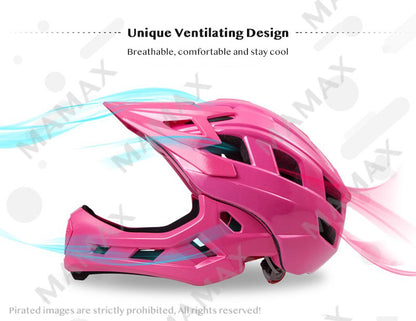 Kids Off-Road Full-Cover Breathable Adjustable Helmet with Jaw Protector