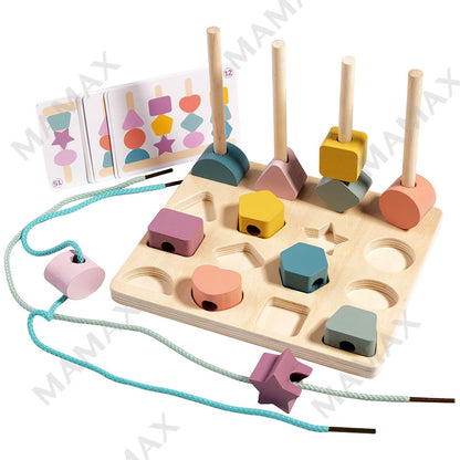 3-in-1 Baby Shape Stacking Matching Board Montessori Wooden Toy Set★