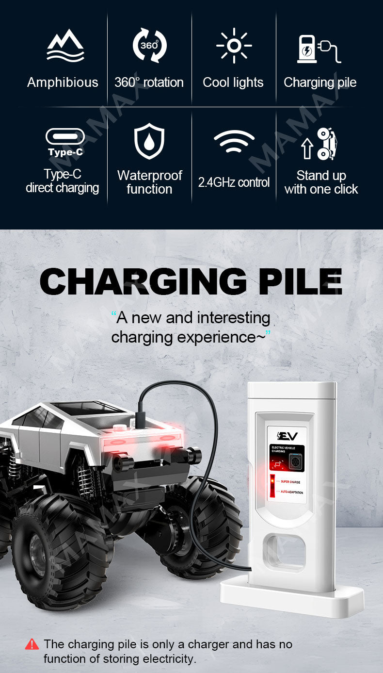 Tesla CyberTruck Remote Control Amphibious Off-Road Vehicle With Type C Direct Charging&Charging Pile★360° Rotation