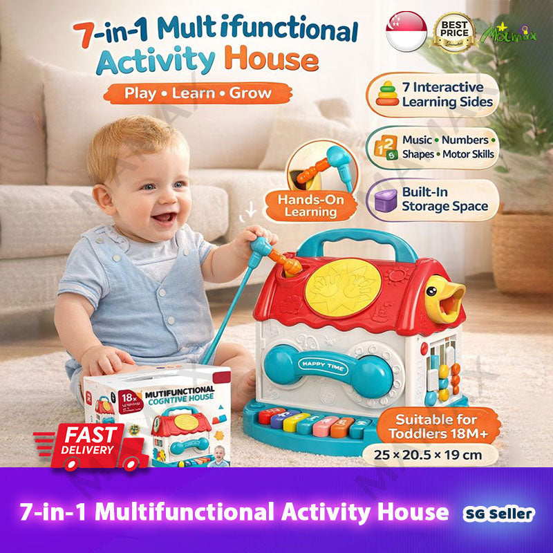 7-in-1 Multifunctional Activity House for Toddlers★Early Learning Music&Shape Toy✅18 Months+✅