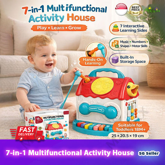 7-in-1 Multifunctional Activity House for Toddlers★Early Learning Music&Shape Toy✅18 Months+✅