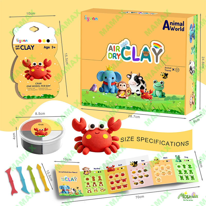 Themed Air Dry Clay DIY Combo Kit for Kids 3+★Marine&Animal World 12 Themes✅