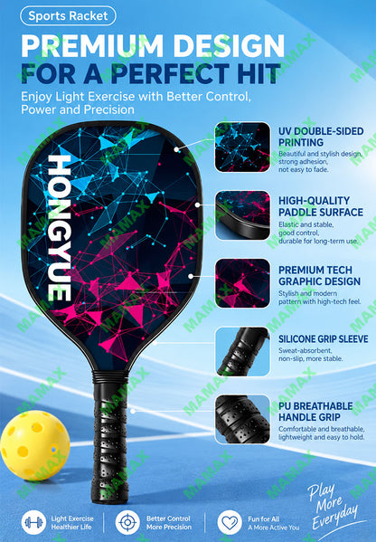 MAMAX【SG Ready Stock】Kids Lightweight Pickleball Set 2 Paddles+4 Balls+Storage Bag