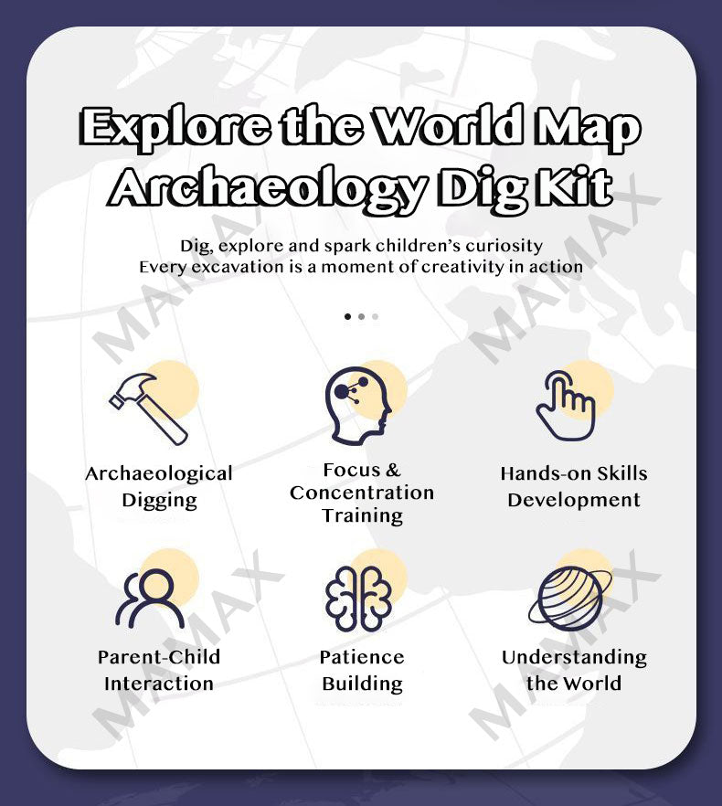 World Map Dig Kit for Kids★Gems&Crystals Excavation Toy✅