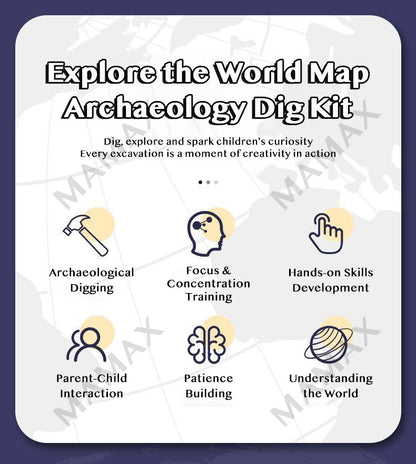 World Map Dig Kit for Kids★Gems&Crystals Excavation Toy✅