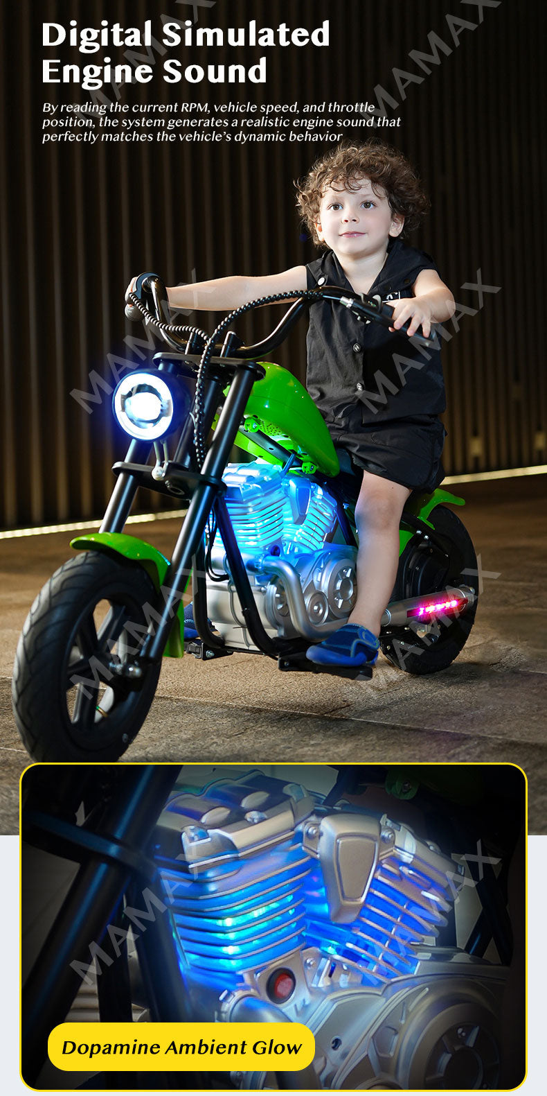 Premium Retro Harley-Style 22.2V 2-Wheel Kids Electric Motorcycle★Children Ride On Bike✅Fully Assembled✅Lithium Battery✅