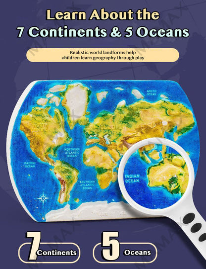 World Map Dig Kit for Kids★Gems&Crystals Excavation Toy✅