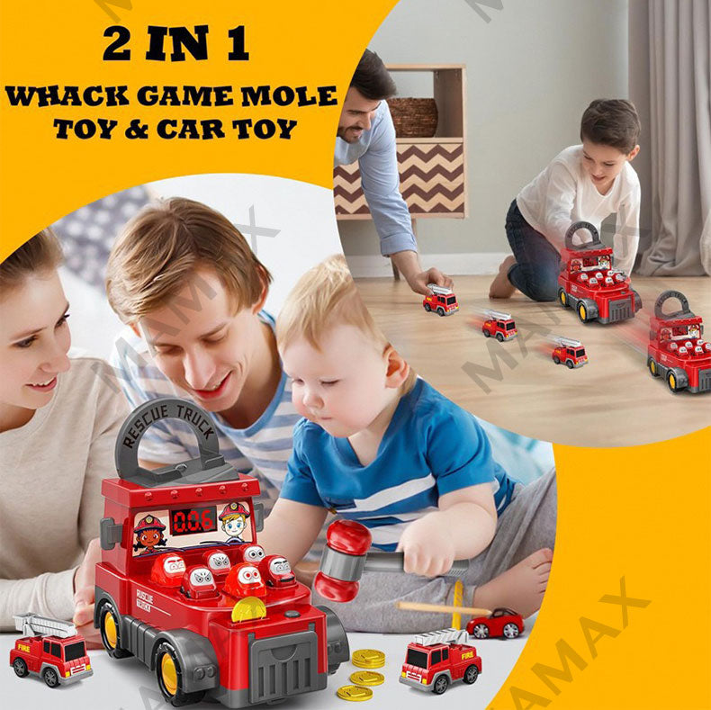 Whac-A-Mole Truck Toy★Firefighter/Police/Construction Car✅1 FREE RADOM MINI CAR🎁
