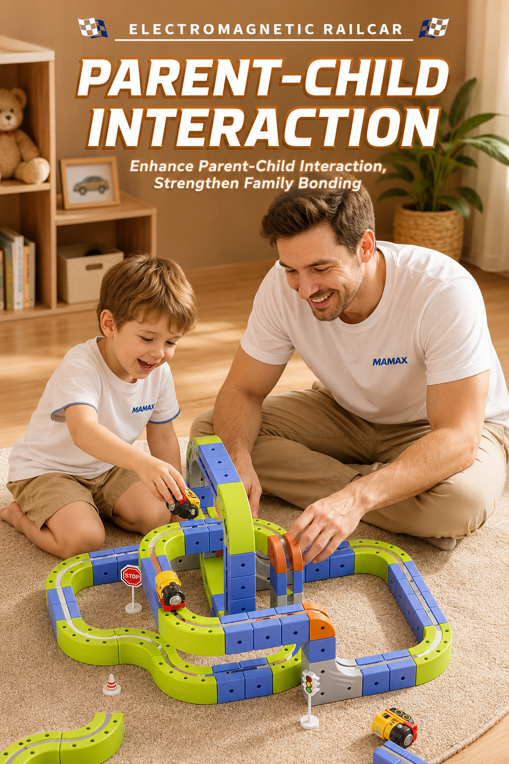 Magnetic Runway Track Rechargeable RailCar Toy Set★Electric Mini Train Building Track Set