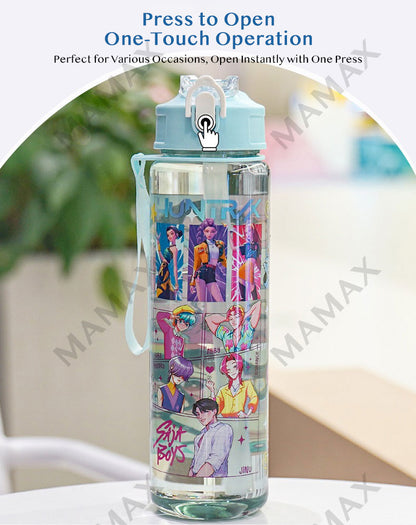 750ml K-Pop Demon Hunters Water Bottle★One Touch Open✅Leakproof✅