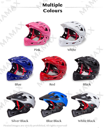 Kids Off-Road Full-Cover Breathable Adjustable Helmet with Jaw Protector