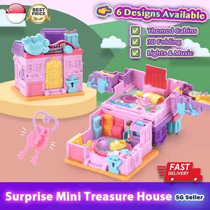 Kids 6-Themed Design 3D Surprise Mini Multi-Storey Treasure House Toy Set With Lights&Music&Keys