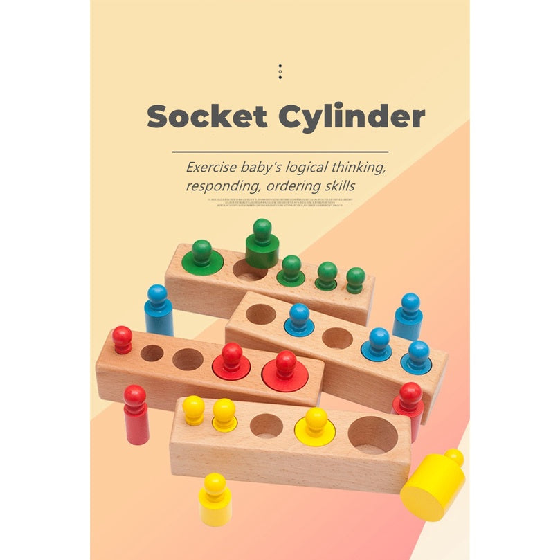 Wooden Socket Cylinder Educational Montessori Toy