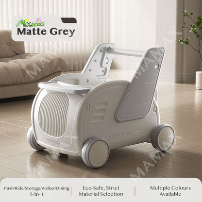 5-in-1 Multi-Purpose Baby Storage Walker/Push Cart With Pulling Rope&Adjustable Handle Bar