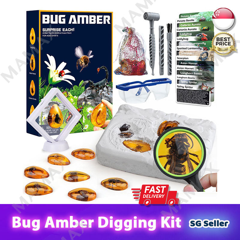 【SG Ready Stock】Kids Bug Amber Digging Kit Toy★Archaeological Excavati ...