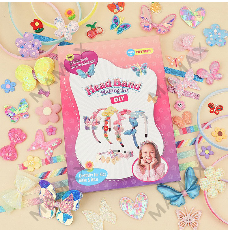 DIY Kids Head Band Making Kit Includes 6 Head Bands 36 Accessories★For Age 5+
