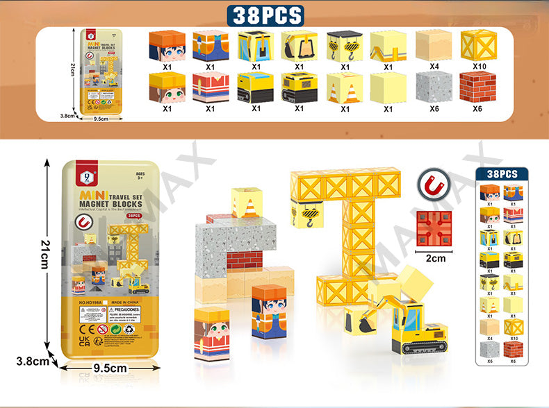 Mini Magnetic Blocks Travel Set Portable Tin Box★Educational Building Toy for Kids✅5 Themed✅