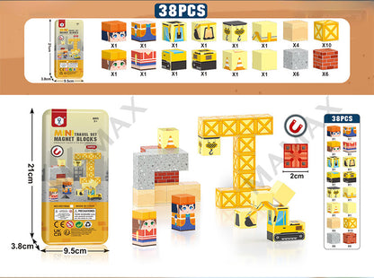 Mini Magnetic Blocks Travel Set Portable Tin Box★Educational Building Toy for Kids✅5 Themed✅