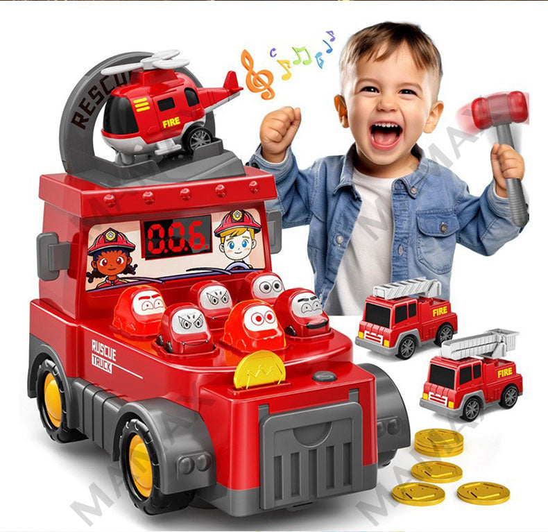 Whac-A-Mole Truck Toy★Firefighter/Police/Construction Car✅1 FREE RADOM MINI CAR🎁